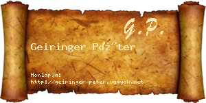Geiringer Péter névjegykártya